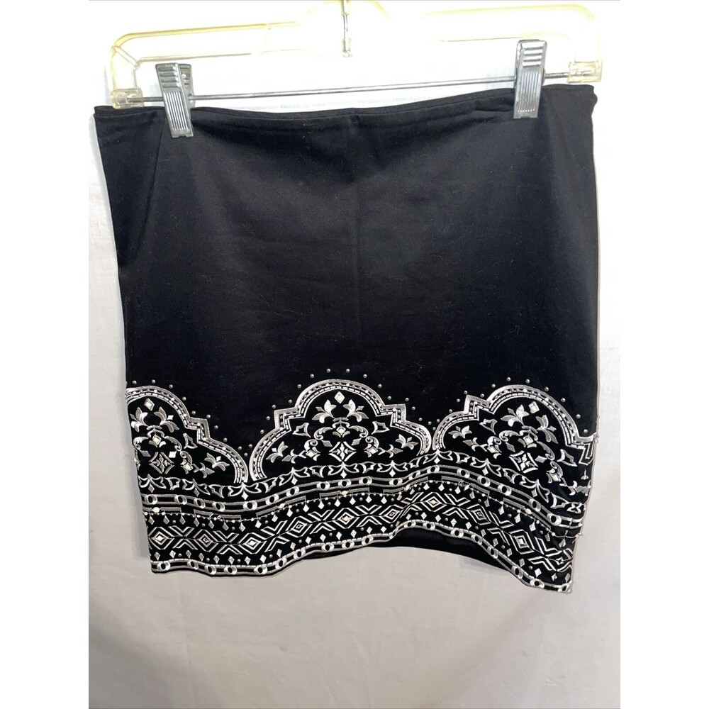 White House Black Market Dress Skirt Women's Size 6 Black Embroderied Fashion